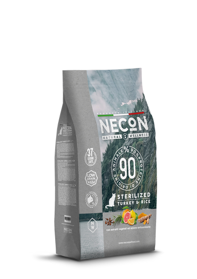 Necon 1,5კგ კატის საკვები,სტერილური, ინდაური და ბრინჯი